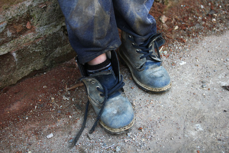 Children footwear wornの写真素材