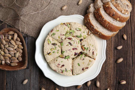 Traditional Turkish halva with pistachioの写真素材