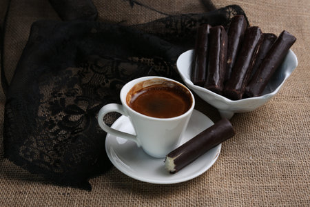 Chocolate Pismaniye with Turkish coffee.