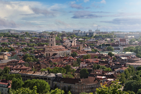 Panorama of the Old Town in Vilnius - capital of Lithuania.の写真素材