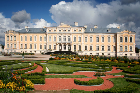 Rundale, Latvia - September 10, 2011: A baroque palace is standing in the suburbs of Rundale, Latvia. It was built in the middle of the 18th century as a residence of the Duke of Courland.のeditorial素材
