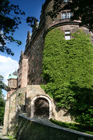 Castle of Ksiaz located in the middle of a forest on the hill in the Walbrzych district, Poland.の写真素材
