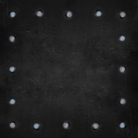 Grunge metal plate with screws. Industrial background.の写真素材