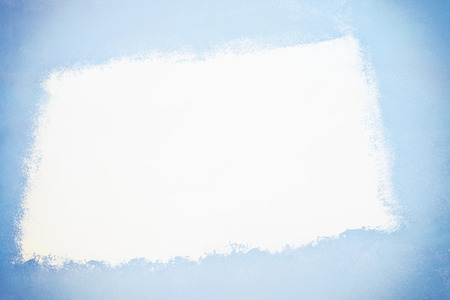 Hand painted latex background. Blue frame on white paper.の写真素材