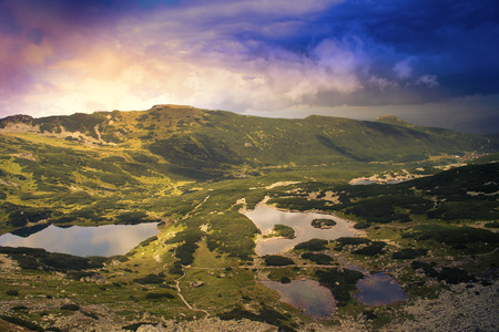 Mountain lakes in Gasienicowa Valley. Tatra Mountains. Poland, Zakopane. -の写真素材