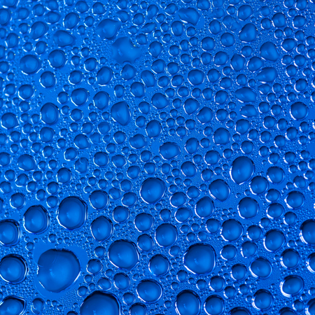 Drops of water blue texture. Square format.の写真素材