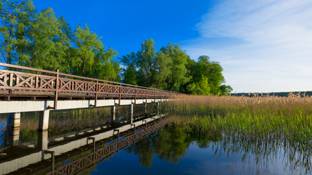 Sqirrel path in Olecko -  route around the Olecko Wielkie Lake. View from the lake. Masuria, Poland.の写真素材