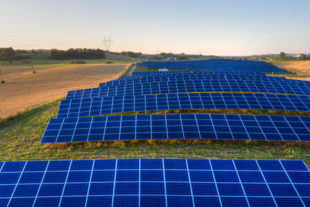 Solar panels, photovoltaic - source of alternative electricity - sustainable resources.の写真素材
