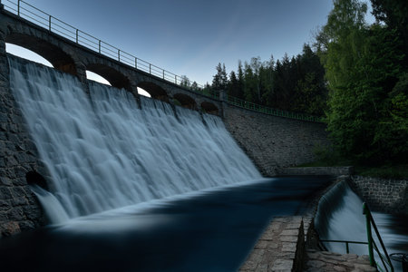 Karpacz dam on the Lomnica River. Karkonosze, Poland.の写真素材