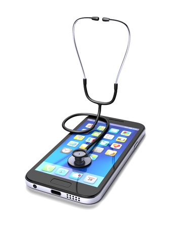 Stethoscope on the smartphoneの写真素材