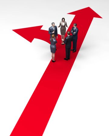 People discussing on arrowの写真素材