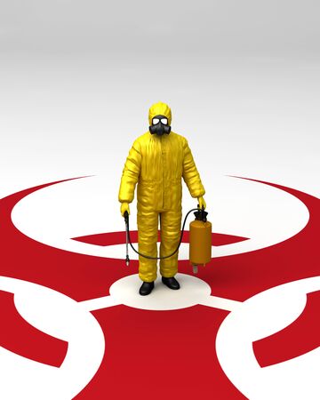 Man wearing protective suitの写真素材