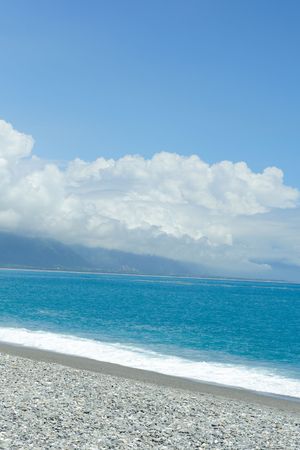 Beautiful seacoast and blue sky in east taiwan の写真素材