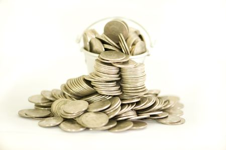 a bucket of coinsの写真素材