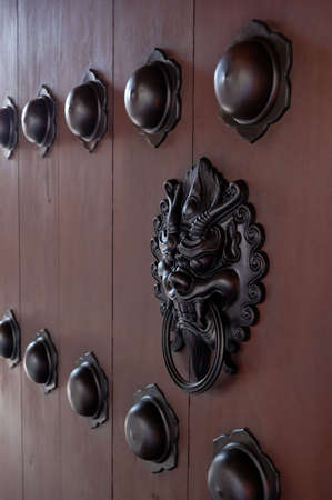 Chinese style door in a templeの写真素材