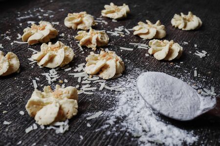 Sago cake pastry cheese on tableの写真素材