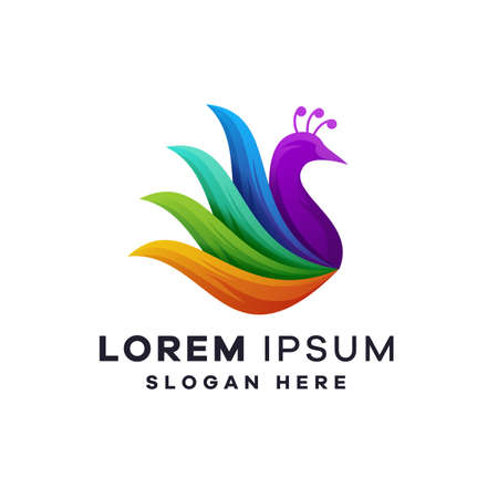 Bird Mascot Gradient Logo Templateのイラスト素材