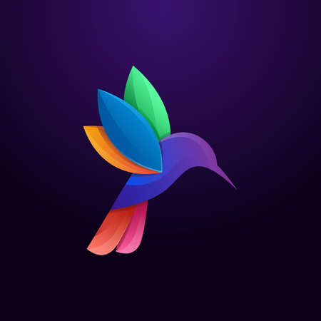 Bird colorful vector template with dark backgroundのイラスト素材