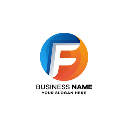 Abstract Letter F Gradient Colorful Logo Templateのイラスト素材
