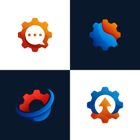 Set Of Engineering Gradient Logo Templateのイラスト素材