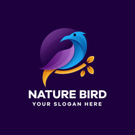 Nature Bird Gradient Logo Designのイラスト素材