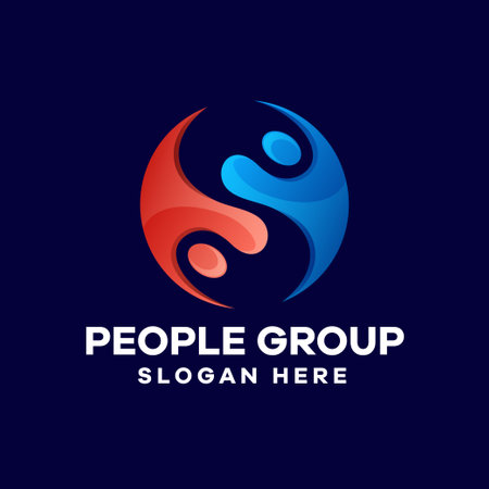 People Group Gradient Logo Designのイラスト素材