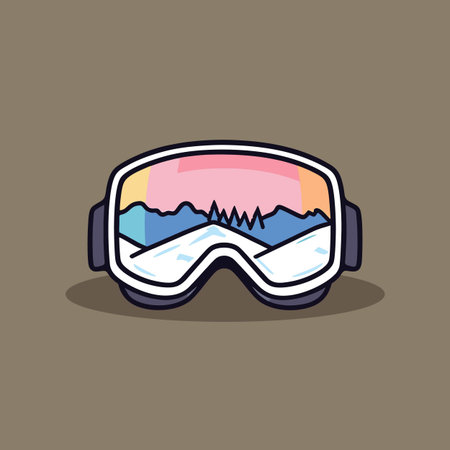 Ski goggles icon. Ski and snowboard theme. Colorful design. Vector illustration