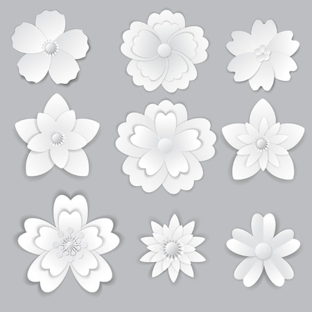 Paper art flowers. Design for banner, frame, card. Vector stock.のイラスト素材