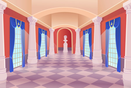 Museum Hall art gallery vector cartoon interior.のイラスト素材