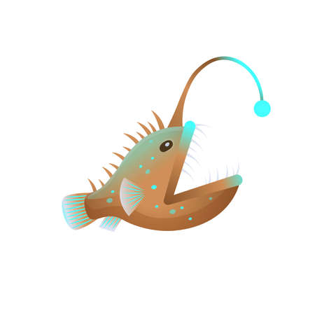 Cartoon an angler fish with open mouth on a white background. Vector illustrationのイラスト素材