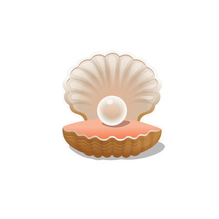 Cartoon a pearl shell on a white background. Vector illustration.のイラスト素材