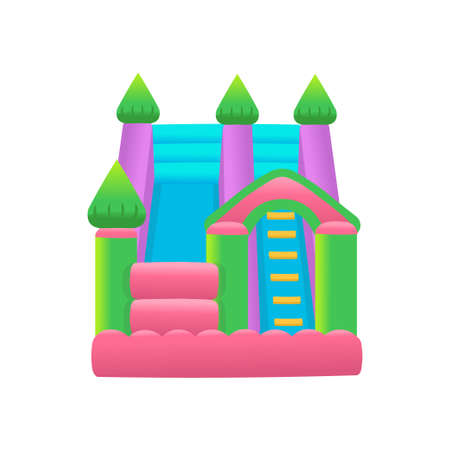 Air bouncer inflatable trampoline castle on a white background. Amusement park. Vector illustration.のイラスト素材