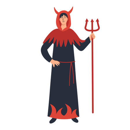 Halloween cartoon character devil. Halloween costume. Vector illustration.
