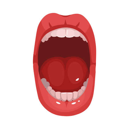 Cartoon screaming mouth vector illustration.のイラスト素材