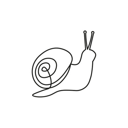 Snail one line. Snail for spa salon, eco cosmetics. Vector in sketch style. Line style. Isolated on white background.のイラスト素材