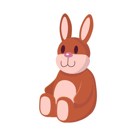 Hare toy on white background. Cartoon illustration, vector.のイラスト素材