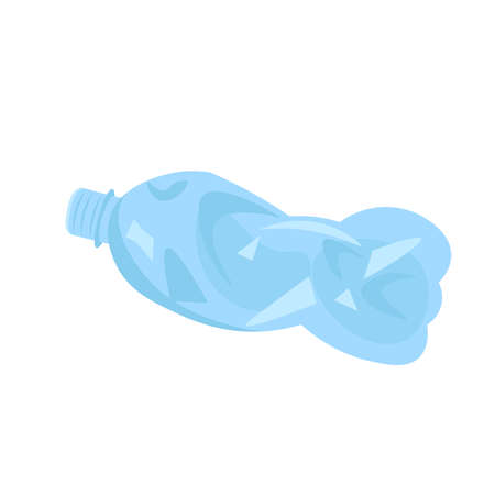 Crumpled plastic blue bottle on white background. Vectorのイラスト素材