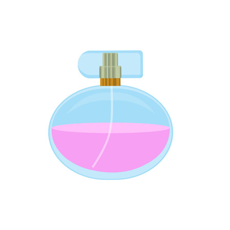 Cartoon pink bottle of perfume on a white backgroundのイラスト素材
