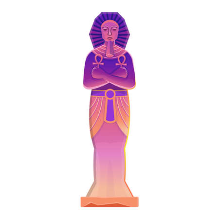 Sarcophagus with mummy and ankhs on a pedestal. Cartoon vector illustration.のイラスト素材