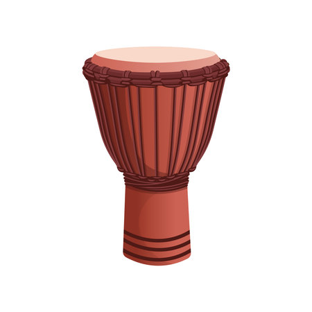 Musical instrument: djembe drum, reggae in cartoon style isolated on white background. vector...