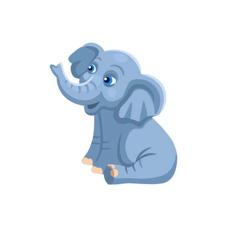 Cute big Elephant Character on a white background. vector cartoon illustration.のイラスト素材