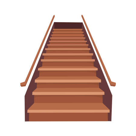 Wooden staircase on white background. Step up. cartoon vector illustration.のイラスト素材