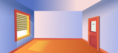 Empty room with window and door.Vector illustrationのイラスト素材