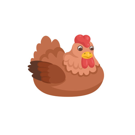 Cartoon hen sitting, for kids. Farm animals.Vector illustrationのイラスト素材
