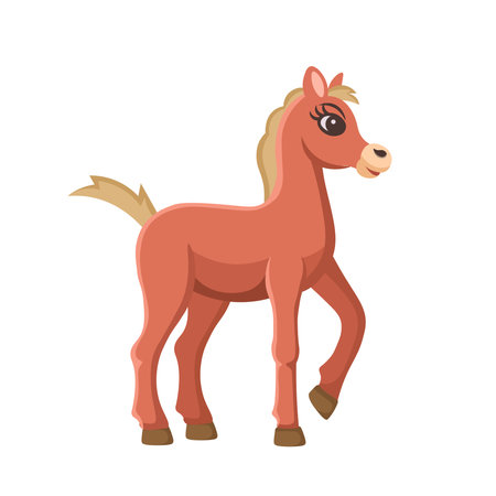 Cartoon horse, foal for kids. Farm animals.Vector illustrationのイラスト素材