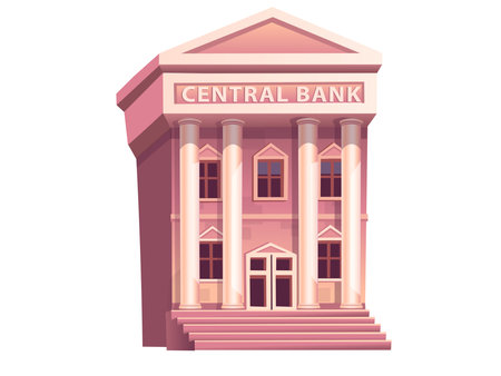 Bank.Element for city with bank for games and mobile applications.Vector illustration in cartoon style.のイラスト素材