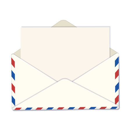 Open envelope with blank letter. Message in an envelope. Vector cartoon illustration.のイラスト素材
