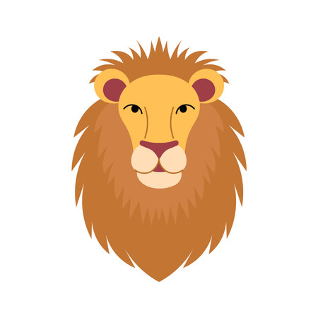 Cute cartoon lion is sitting on white background. Animals of Africa. Vector cartoon illustration.のイラスト素材
