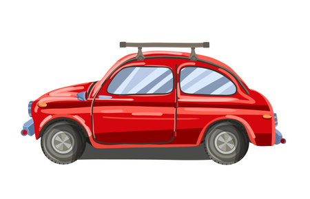 Retro car red on white background.のイラスト素材