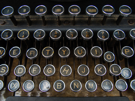 Keyboards with numbers and letters from an old typewriterの写真素材
